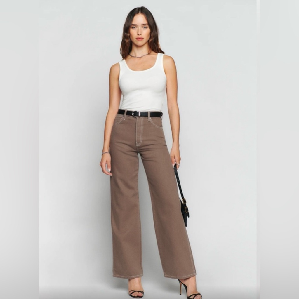 Reformation Brown Wide Leg Jeans